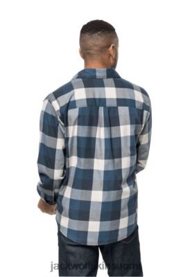Jack Wolfskin Suomi 286HZ41518 | Jack Wolfskin Felsenweg paita m muoti ukkosen sininen tarkistus Thunder Blue -tarkistukset