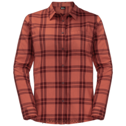 Jack Wolfskin Suomi 286HZ47948 | Jack Wolfskin -tuotemerkit syksy punainen tarkistaa naisten matkustajapaita Syksyn punaiset sekit