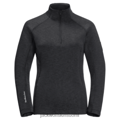 Jack Wolfskin Suomi 286HZ48575 | Black Jack Wolfskin -brändit Naisten urheilullinen 1/2 zip musta