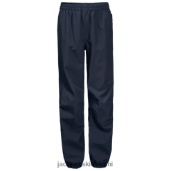 Jack Wolfskin Suomi 286HZ49683 | Keskiyön sinisen lapsen sateisen päivän sadehousut Jack Wolfskin alkuperä keskiyön sininen
