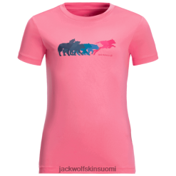 Jack Wolfskin Suomi 286HZ49750 | Jack Wolfskin Kid's Jumping Wolf T Origins Pink Limonade vaaleanpunainen limonadi