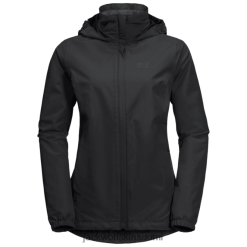 Jack Wolfskin Takki 286HZ48516 | Naisten myrskyinen pistetakki Jack Wolfskin -kokoelmat mustat musta