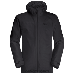Jack Wolfskin Takki 286HZ48847 | Alkuperä Jack Wolfskin Black Men's Glaabach 3in1 -takki musta