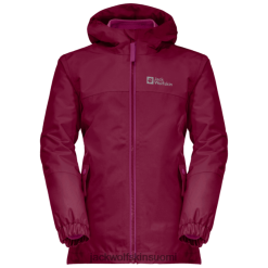 Jack Wolfskin Takki 286HZ49578 | Jack Wolfskin Dark Ruby Girl's Islann 3in1 -takki kuuma tumma rubiini